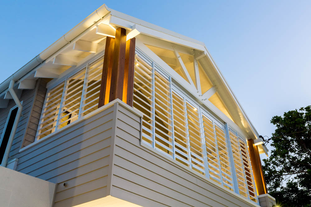 timber with plantation shutters